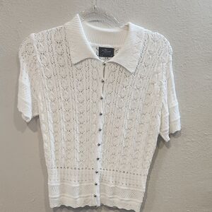 Elegant White Lace Button-Up Top